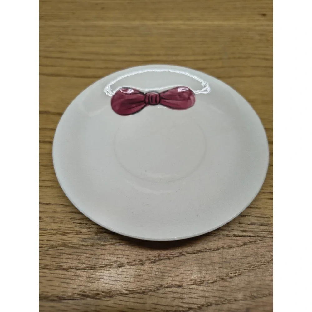 Vintage‎ Relco Japan Mom & Pop Bow Tie Ribbon Pair of Saucers